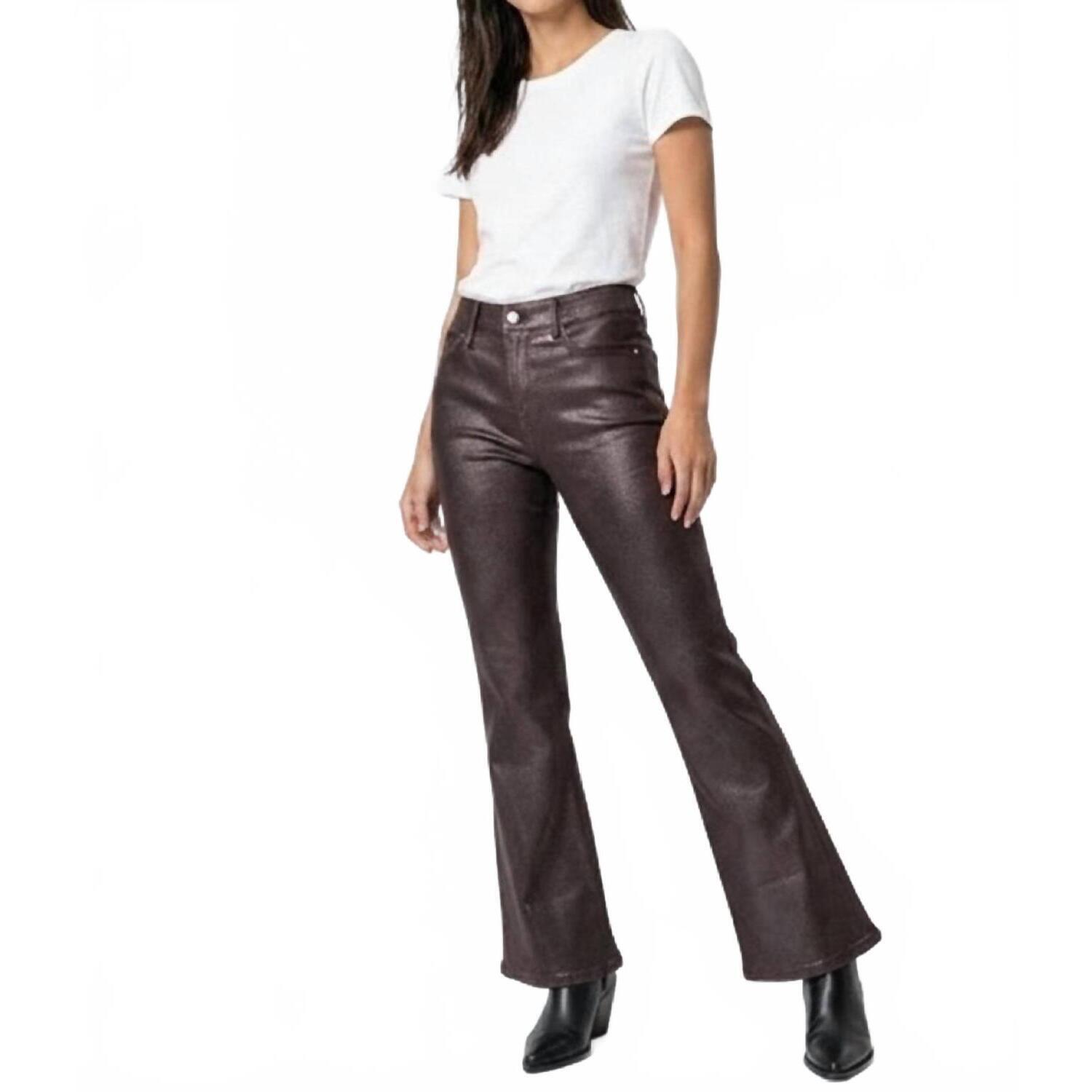 New Frame Le Crop Mini Bootcut Coated Jeans In Mahogany